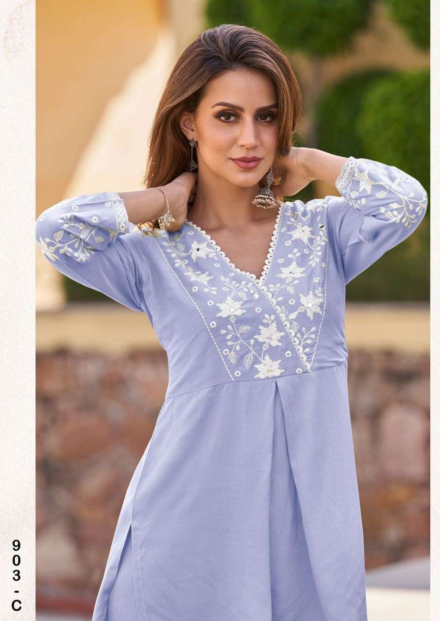VINTAGE SILVER HEAVY RAYON SUPER HIT CO-ORD SET WITH WHITE EMBROIDERY WORK BY S3FOREVER BRAND 903 C C